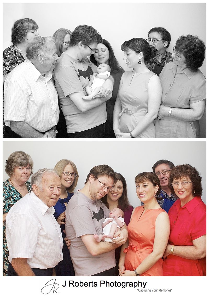 Baby girl being adored by her parents, grandparents and aunts - sydney baby portrait photography